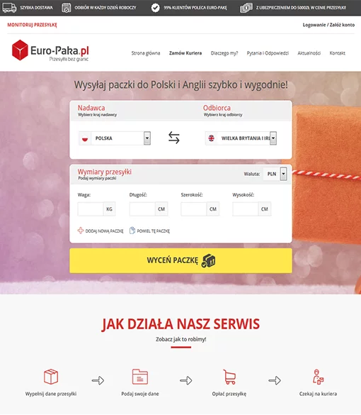 Strona internetowa brokera kurierskiego Euro_Paka