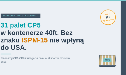 Paleta CP5 (760×1140), standardy CP1-CP9 i ISPM-15 — palety chemiczne w eksporcie morskim 2026